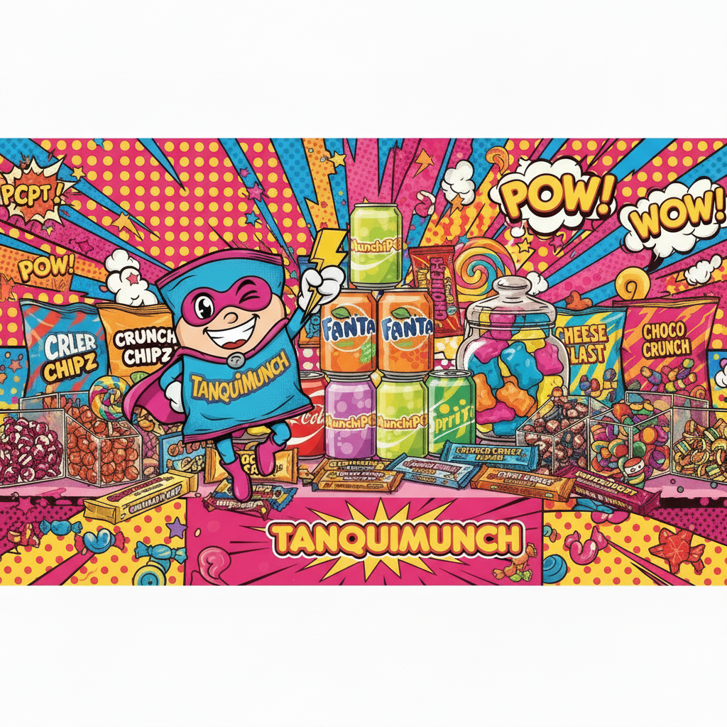 Banner hero Tanquimunch con mascota y productos